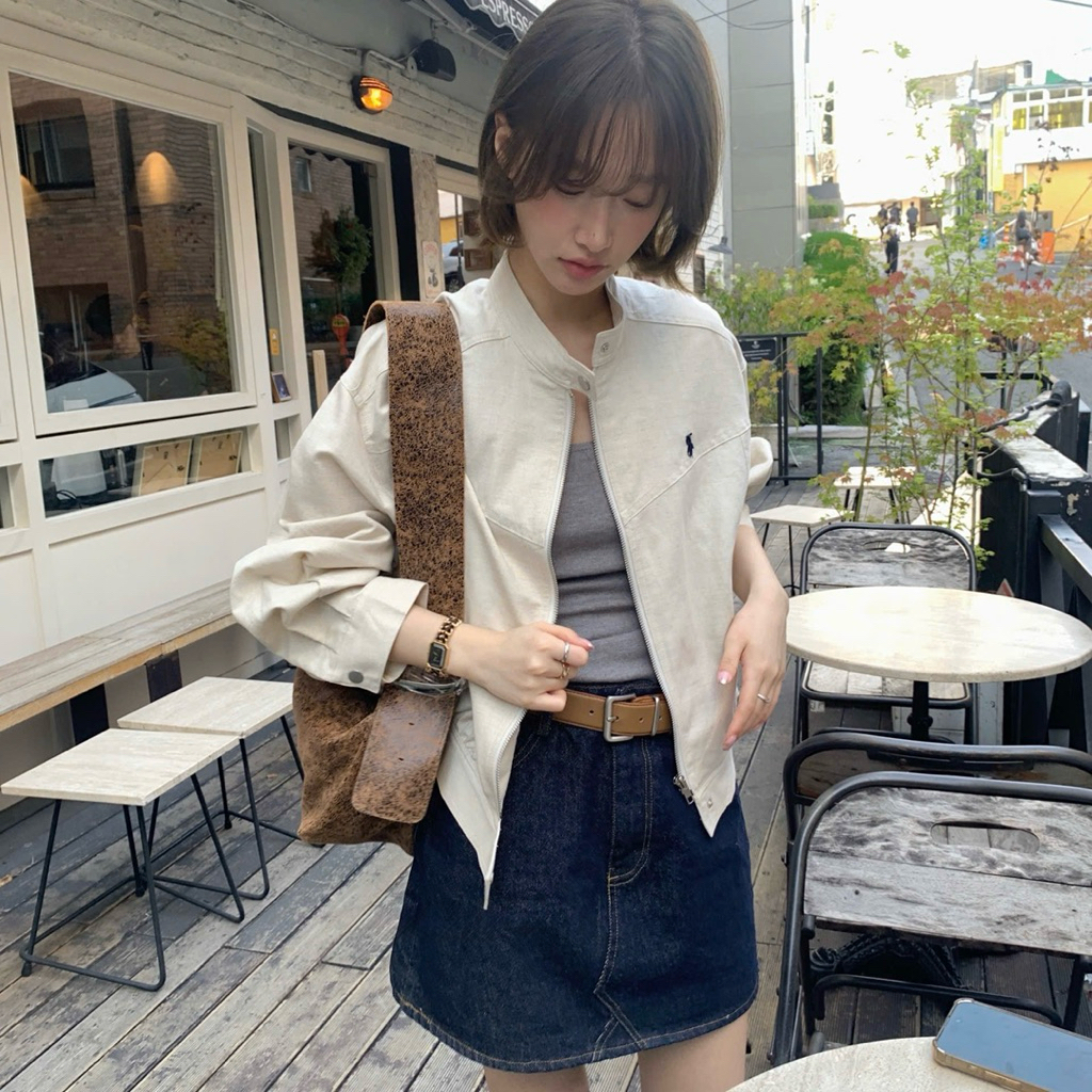 [HÀNG LOẠI 1] Áo khoác kaki dáng lửng 2 lớp thêu ngựa cổ trụ sang chảnh A2660 | BigBuy360 - bigbuy360.vn