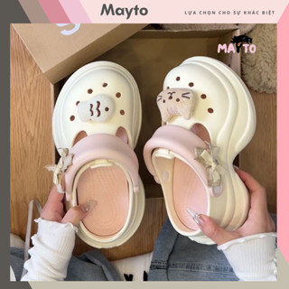  Dép nữ dép sục Mayto đế cao 7cm dáng Holo kèm charm Cá mèo bông kiểu sandal quai hậu CS-207 