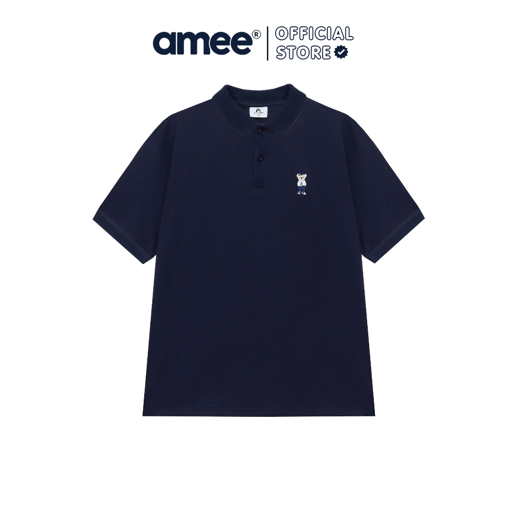 Áo Polo Form Rộng Basic Amee Bear Thêu Dành Cho Nam Nữ/ Cotton 100% | BigBuy360 - bigbuy360.vn