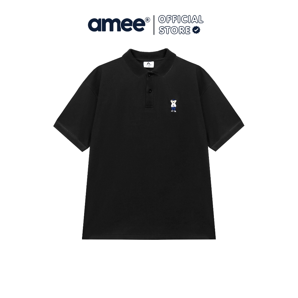 Áo Polo Form Rộng Basic Amee Bear Thêu Dành Cho Nam Nữ/ Cotton 100% | BigBuy360 - bigbuy360.vn