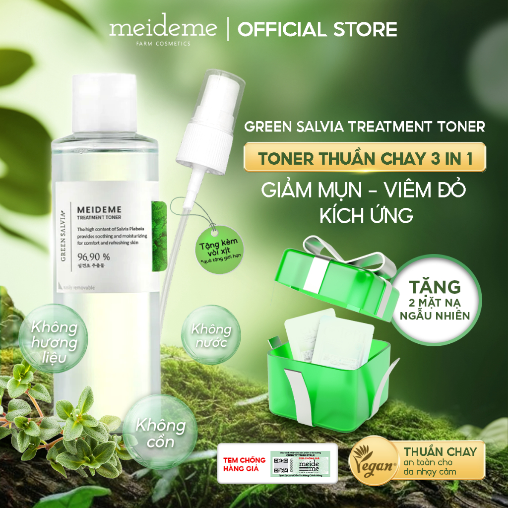TONER Thuần Chay Giảm Mụn, Giảm Kích Ứng MEIDEME Green Salvia Treatment Toner 200ML