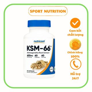 Viên uống Nutricost KSM-66 Ashwagandha Root Extract giúp giảm căng thẳng, tăng cường trí nhớ