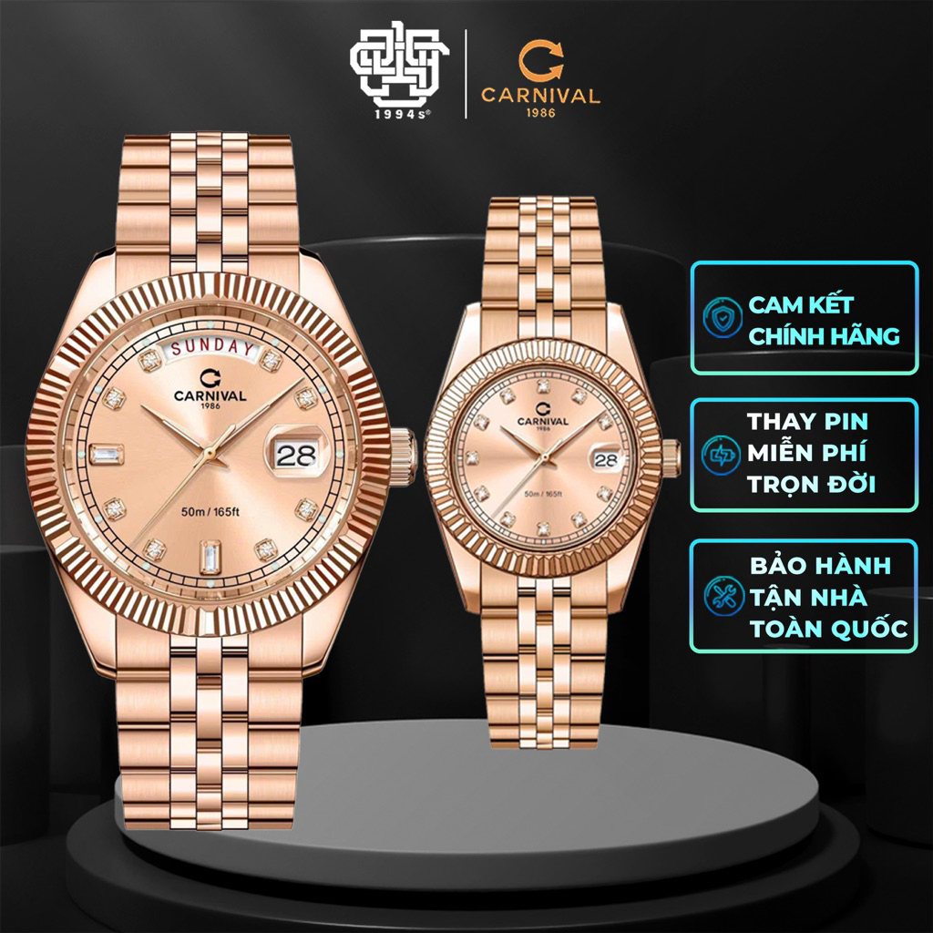 Đồng Hồ Cặp Carnival 8190G-VH-NN & 8131L-VH-NN Hàng Chính Hãng
