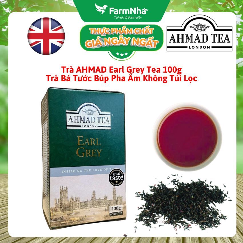 Trà Ahmad Earl Grey Tea 100g Pha Ấm - Trà Bá Tước Anh Quốc với Hương Bergamot Tinh Túy