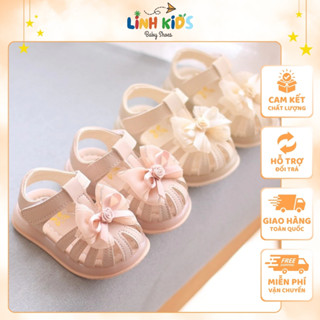  Dép Rọ Linh Kids Giày Dép Trẻ Em Dép Đính Nơ Hoa Xinh Xắn Da Mềm Nhẹ Đế Êm Cho Bé 0 - 3 Tuổi-KYA 5 