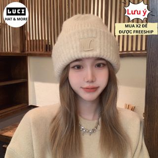 Mũ len nữ trùm đầu mùa đông, Nón len thời trang LUCI phong cách Hàn Quốc dễ thương