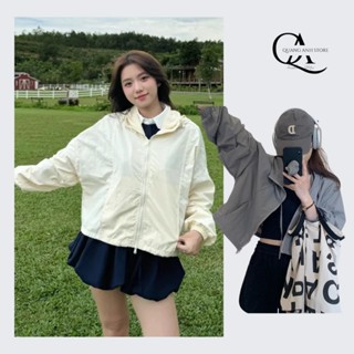 Áo Khoác Gió Nhiều Màu Có Mũ Dây Rút Chống Nắng Chống Gió Hàn Quốc - Áo Gió Croptop