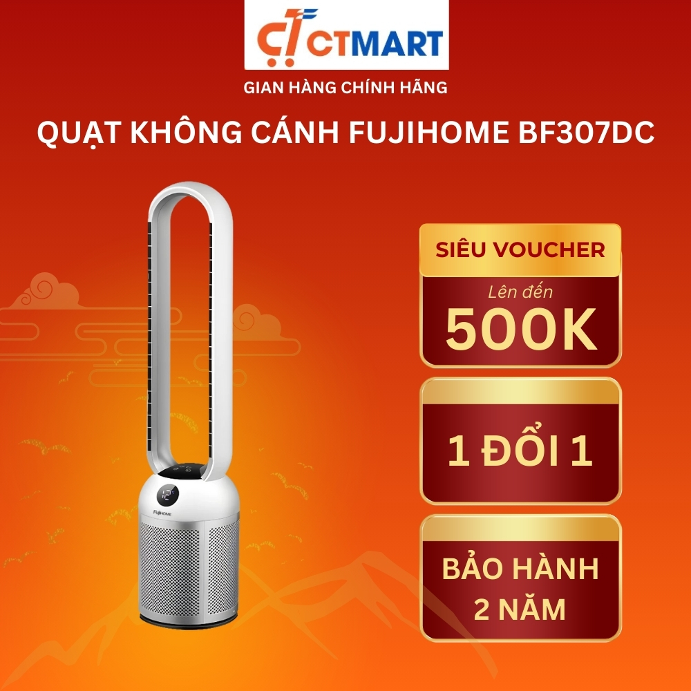 Quạt Không Cánh FUJIHOME BF307DC – Lọc Không Khí Ion Bạc, 24 Cấp Gió, Màn Hình LED – Bảo Hành 2 Năm