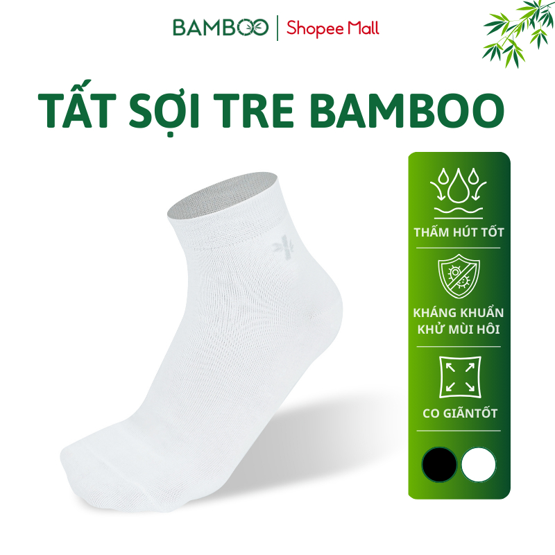 Tất Nam BAMBOO Sợi Tre Cổ Trung Mềm Mại Kháng Khuẩn Thấm Hút Tốt Cao Cấp