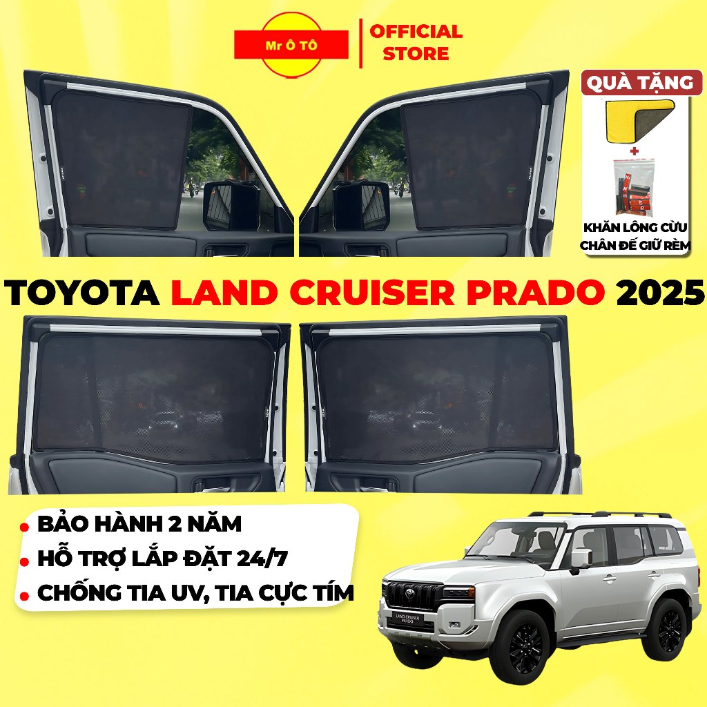 Rèm Che Nắng Xe TOYOTA LAND CRUISER PRADO 2025 Loại 1 MR Ô.TÔ Chống Tia UV, Tia Cực Tím Bảo Hành 2 N