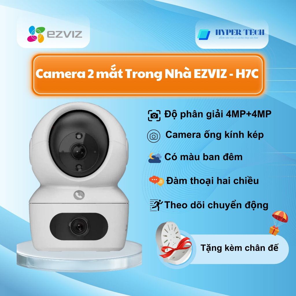 Camera 2 mắt trong nhà EZVIZ H7C (4MP+4MP), gọi trực tiếp trên camera, ghi hình màu ban đêm, phát ng