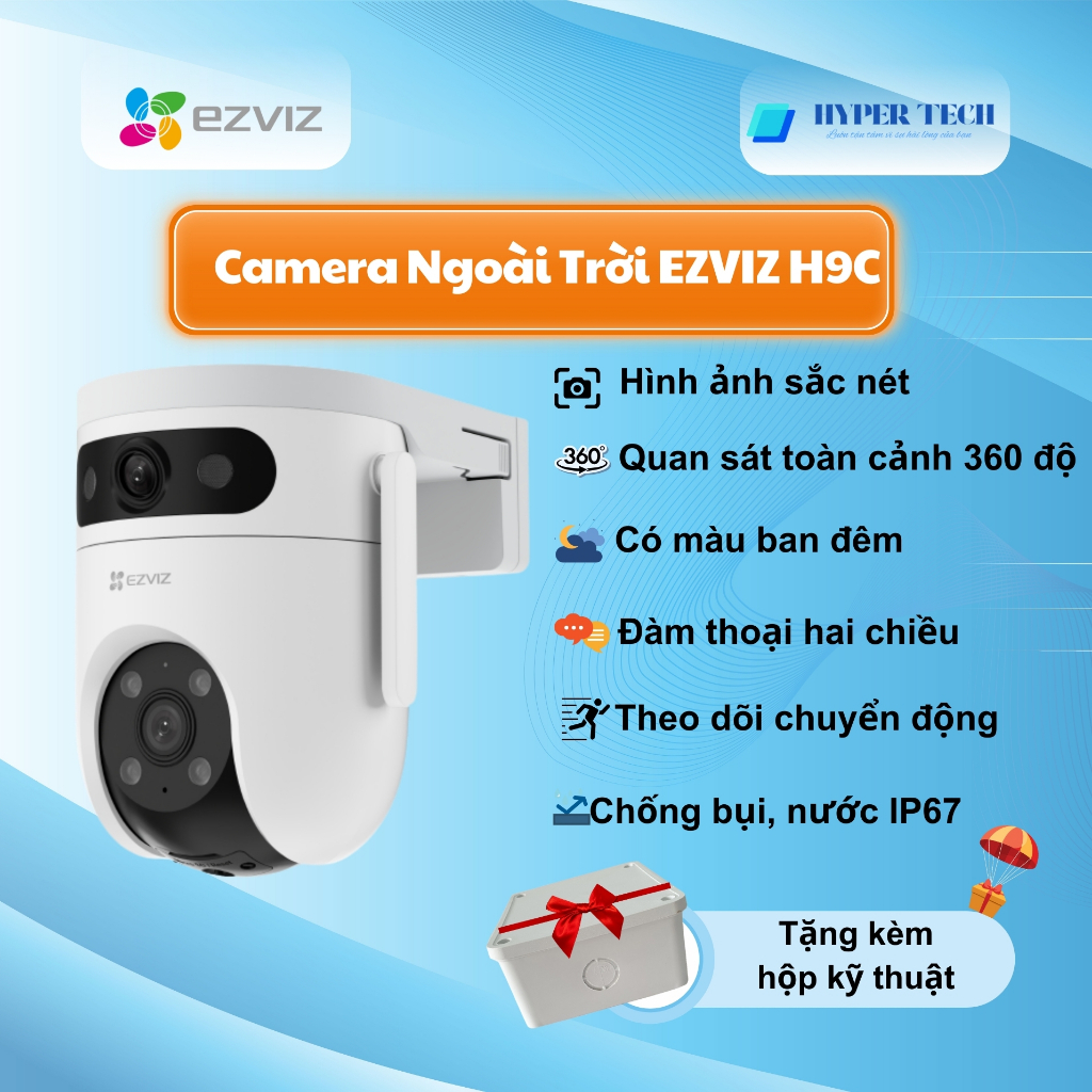 Camera Wifi 2 Mắt EZVIZ Ngoài Trời H9C Dual, 6MP/10MP, Xoay 360, Tích Hợp AI Thông Minh, Quan Sát Mà