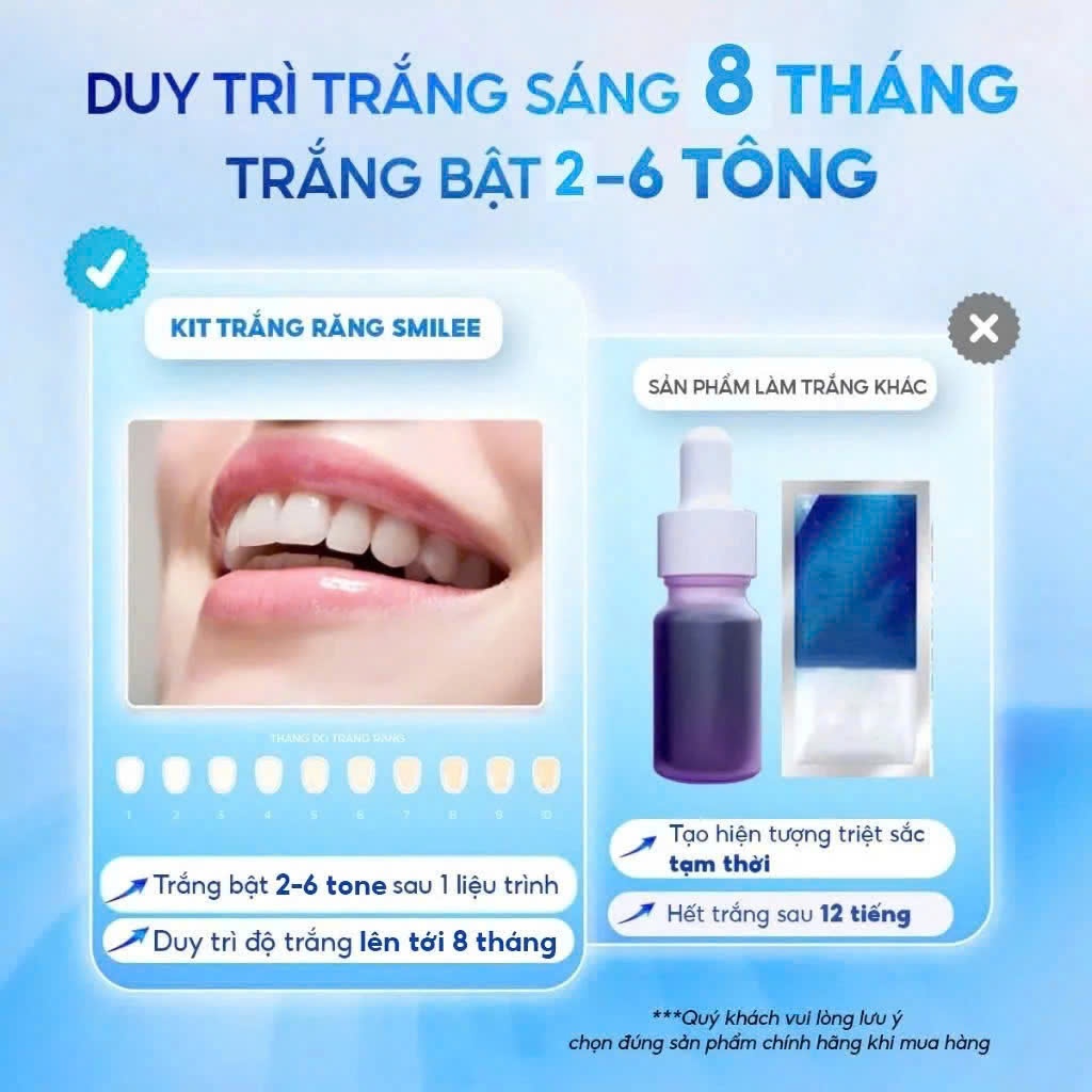 [GIÁ 438K TẠI LIVE SHOP] Trắng răng Smilee Max, bộ kit làm trắng răng từ 2 đến 6 tone sau 1 liệu trình an toàn răng nướu | BigBuy360 - bigbuy360.vn