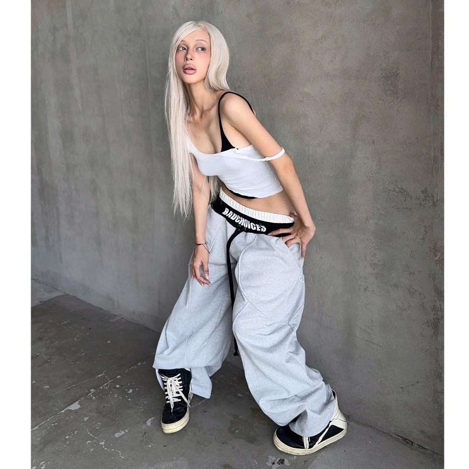 Bad Choices | Quần nỉ ống rộng DOUBLE WAIST vải chân cua phối dây rút | BigBuy360 - bigbuy360.vn