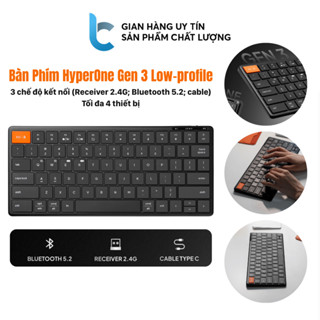 Bàn Phím HyperOne Gen 3 Low-profile KB1G3 Thiết Kế Full Nhôm, Kết Nối 4 Thiết Bị, Sử dụng 300 Giờ