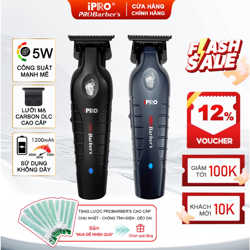 [iPRO Official] Tông Đơ Cắt Tóc IPRO PROBarbers S8199 Cao Cấp Chuyên Dùng Salon & Gia Đình