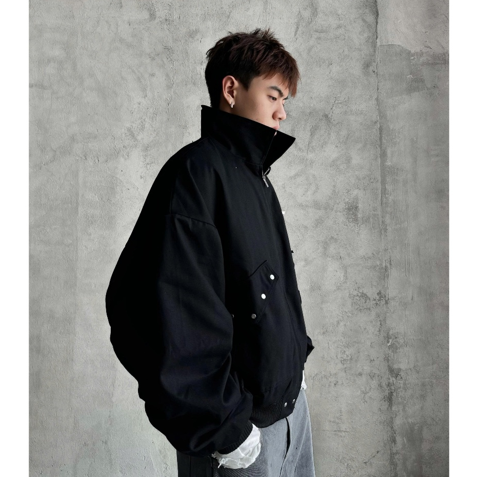 Bad Choices | Áo Bomber boxy STUD BUTTON vải kaki lót dù | BigBuy360 - bigbuy360.vn