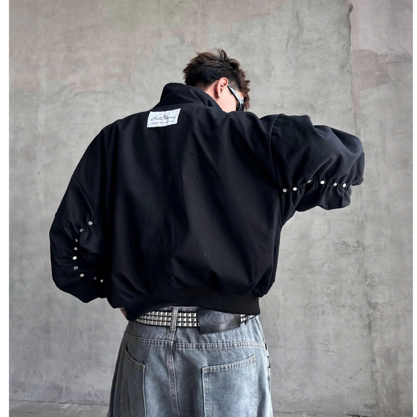 Bad Choices | Áo Bomber boxy STUD BUTTON vải kaki lót dù | BigBuy360 - bigbuy360.vn
