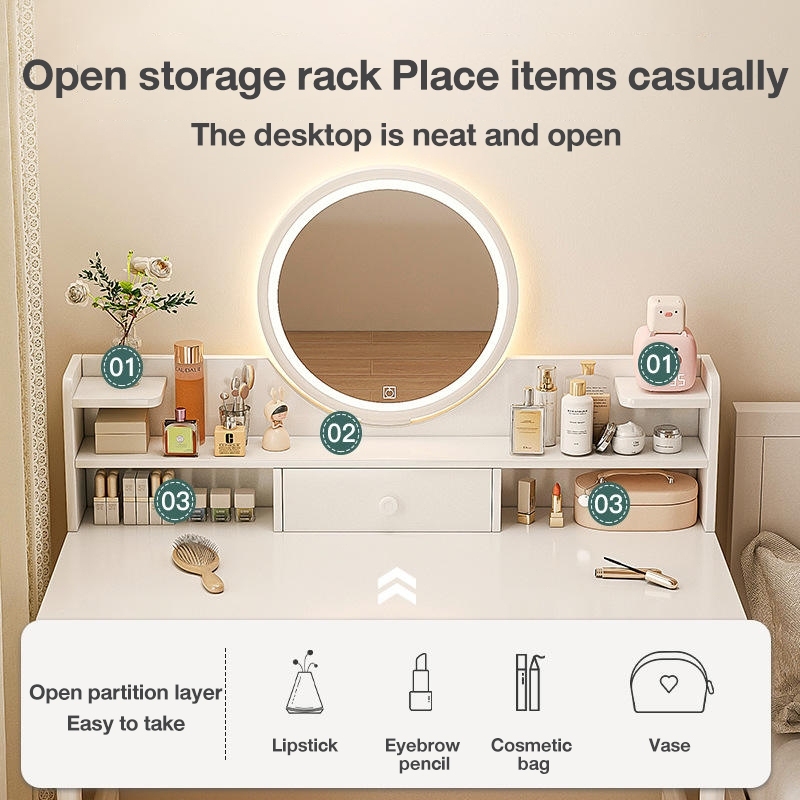 Bàn trang điểm có gương và ngăn kéo thiết kế gọn gàng tiện dụng phong cách hiện đại cho phòng ngủ | BigBuy360 - bigbuy360.vn