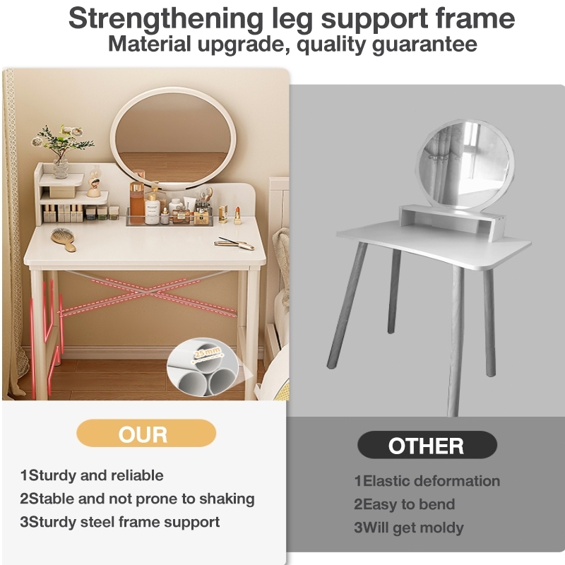 Bàn trang điểm có gương và ngăn kéo thiết kế gọn gàng tiện dụng phong cách hiện đại cho phòng ngủ | BigBuy360 - bigbuy360.vn