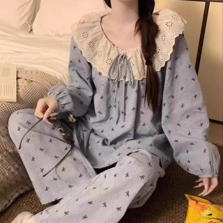  Bộ đồ ngủ nữ HUNALY cotton bông mây mịn họa tiết dễ thương cute bộ mặc ở nhà xinh 219 ET-2 