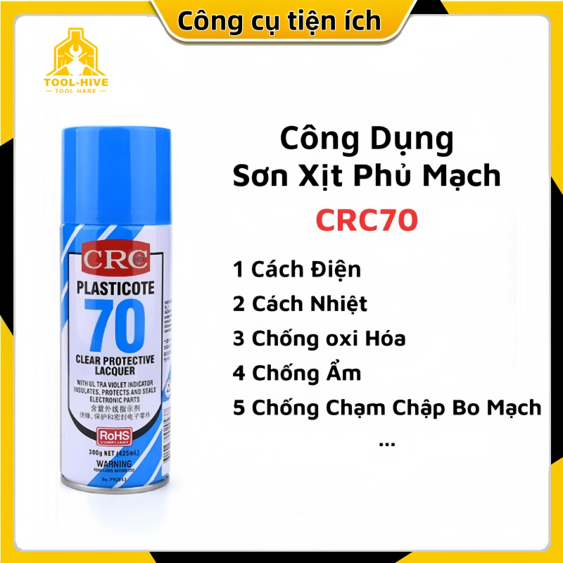 Sơn Phủ Mạch CRC70 450mL Chống Ẩm Chống Oxi Hóa Bảo Vệ Bo Mạch