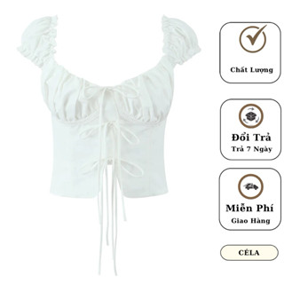 [ HÀNG SẴN, ẢNH THẬT ] Áo Croptop Trắng cổ Vuông Chất Linen ( Lanh ), Áo Babydoll dây rút Tiểu Thư, Áo Croptop Công Chúa
