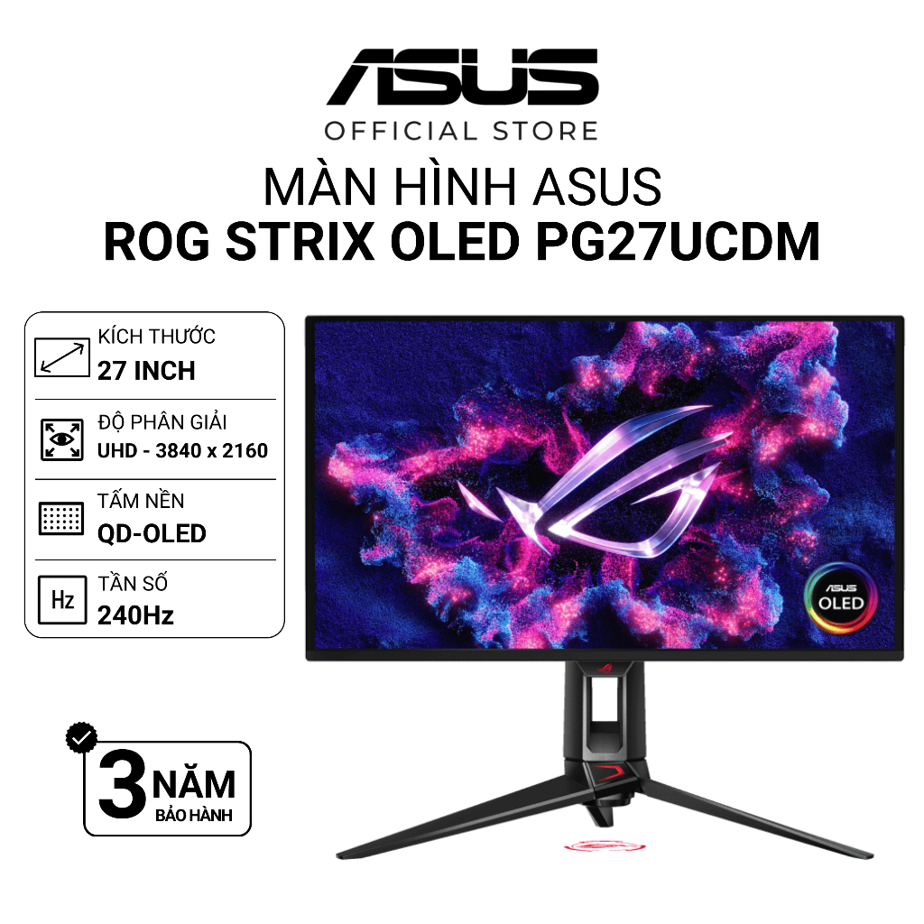Màn hình Asus ROG Swift PG27UCDM | 27 Inch | QD-OLED | 4K | 240Hz | Gsync | 0.03