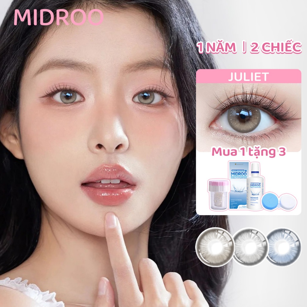 [Mua 1 Tặng 3] Midroo Lens 0-6 Độ Juliet Kính Áp Tròng 14,2mm lens mắt xinh lens mắt chụp kỷ yếu