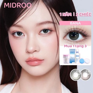   Mua 1 Tặng 3  Kính Áp Tròng Midroo Lens Mắt Bana Xám Lens 0-6 Độ 14.2mm Dành cho sinh viên 