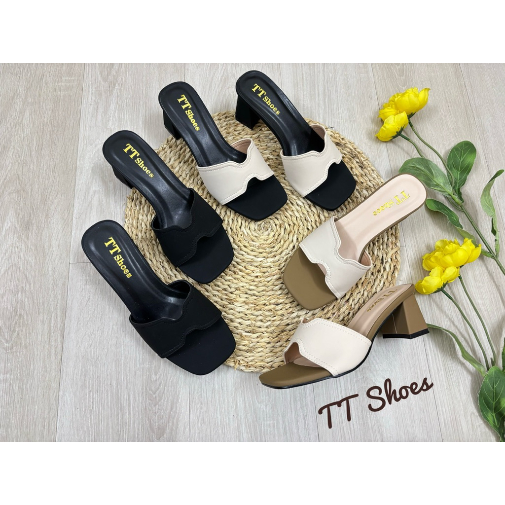 dép cao gót 5cm phối màu cao cấp TT Shoes 5ppm