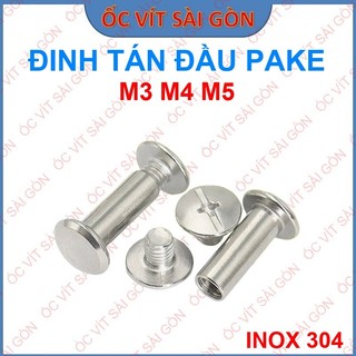 Đinh Tán Vặn Ren Inox 304 - Đầu Pake Chắc Chắn - Chống Ăn Mòn - Dùng Cho Đồ Da, Túi Xách - Gói 10 Bộ