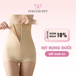 Quần Gen Nịt Bụng Cạp Cao Định Hình Thon Gọn Eo DOLLY SECRET Chống Cuộn Có Khóa Kéo và Mắc Cài
