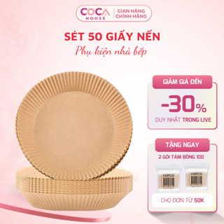  Set 50 Miếng Giấy Nến Lót Nồi Chiên Không Dầu Loại Lớn Khay Giấy Nến Đựng Thức Ăn Chống Dính Tiện Lợi Thấm Hút Dầu Mỡ 