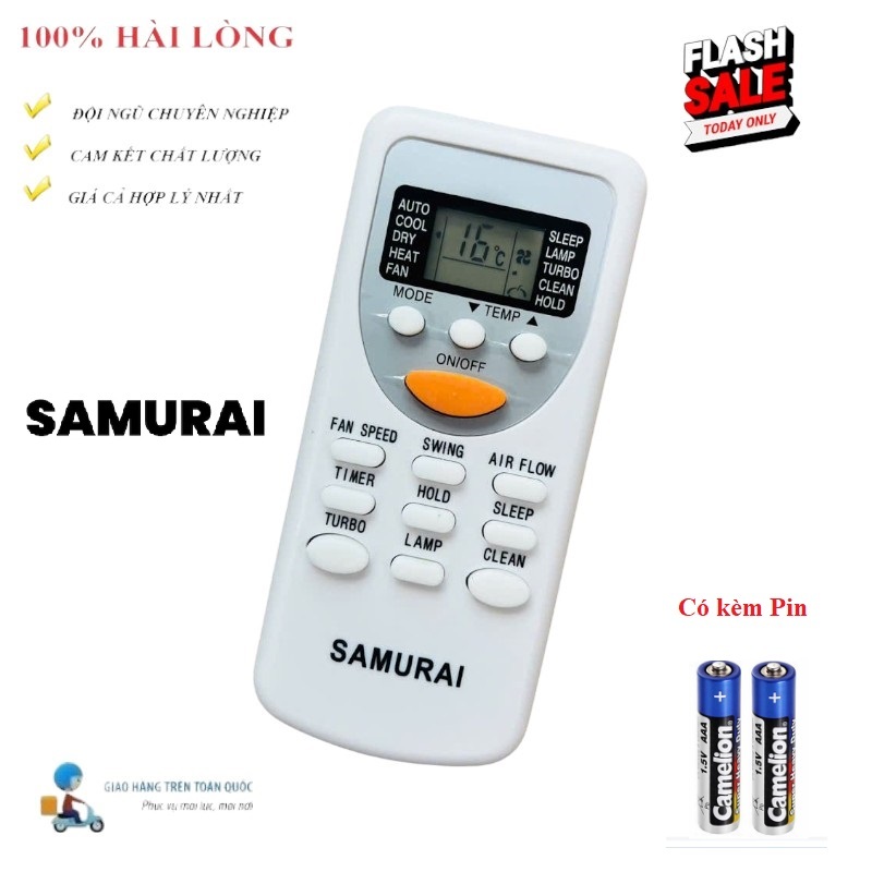 [HÀNG XỊN CHẤT LƯỢNG] Điều khiển điều hòa máy lạnh SAMURAI 2 chiều- Hàng mới 100% Tặng Pin