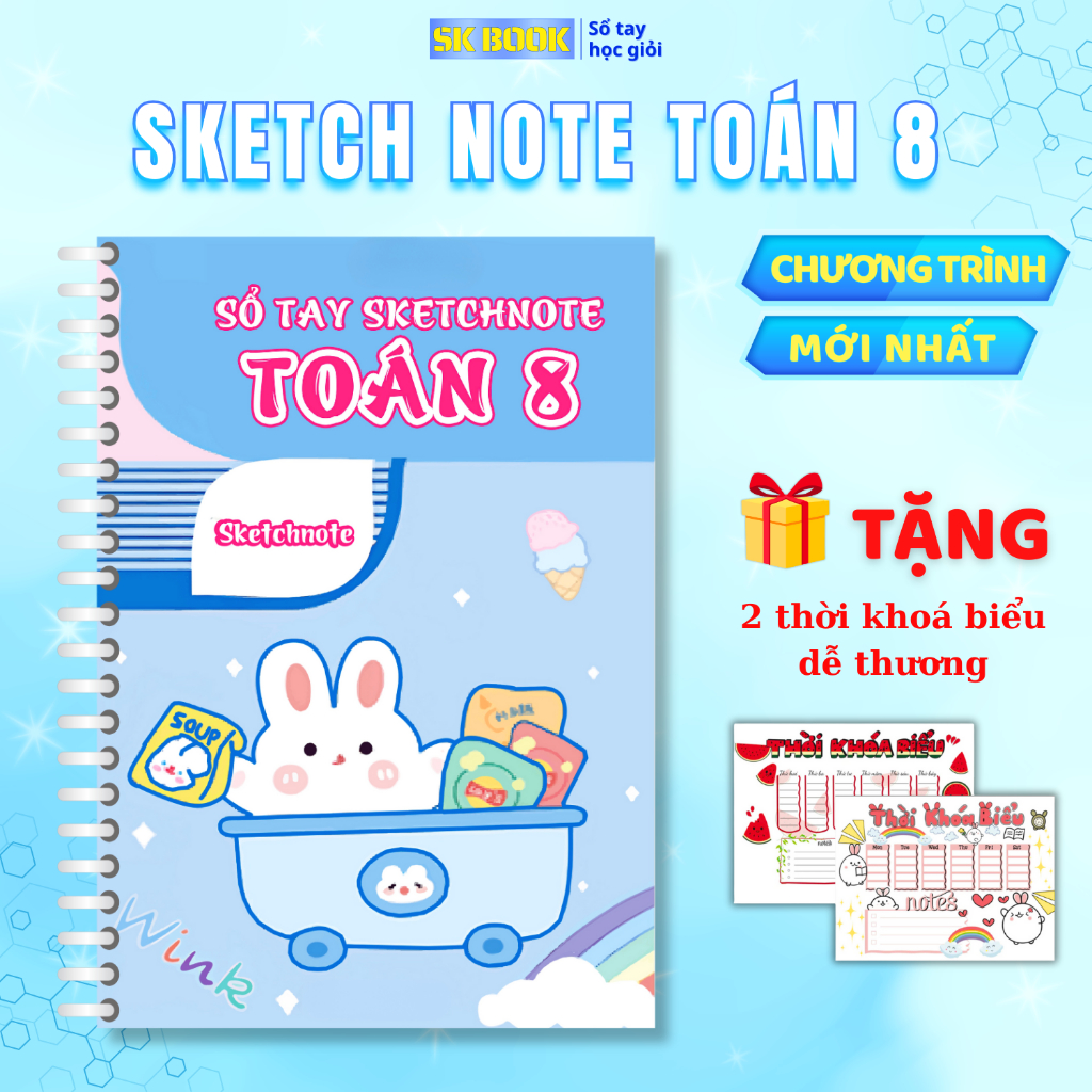 Sổ tay học giỏi SketchNote TOÁN 8 , sổ tay tổng hợp toàn bộ kiến thức Toán 8