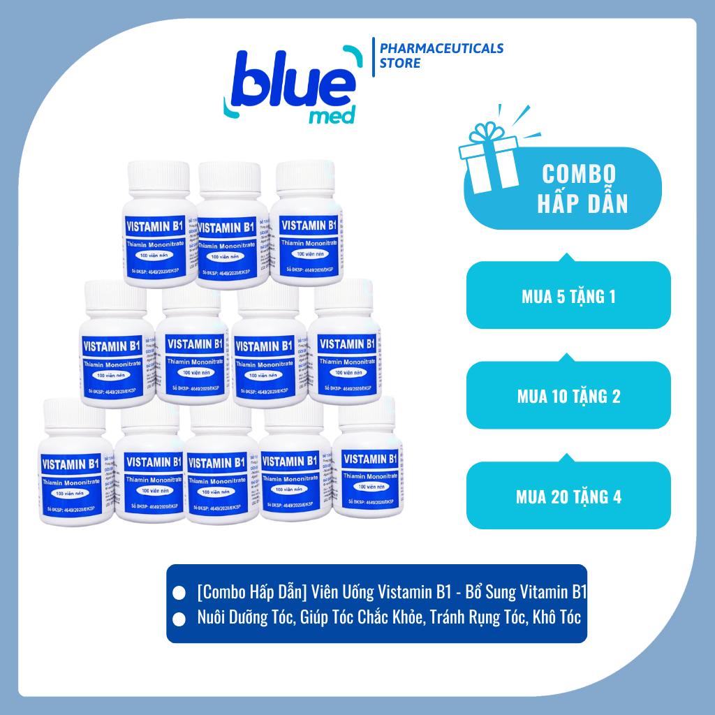 [COMBO 24 Lọ] VISTAMIN B1 - Hỗ Trợ Cải Thiện Tình Trạng Thiếu Vitamin, Bổ Sung Vitamin B1 (Lọ 100V)