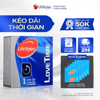 Bao cao su LifeStyles Love Time siêu mỏng kéo dài thời gian quan hệ size 52 mm hộp 3 bcs