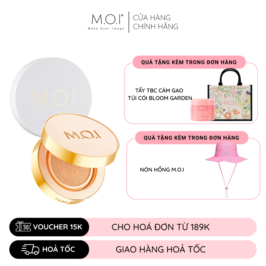 (TẶNG KÈM QUÀ) Combo phấn nước M.O.I Premium Baby Skin Cushion và phấn phủ kiềm dầu M.O.I Baby Skin