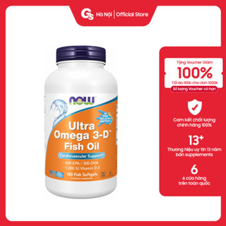 Viên dầu cá Now Ultra Omega 3-D, 600 EPA / 300 DHA bổ sung thêm vitamin D3 giúp chắc xương, sáng mắt