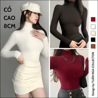 Áo cổ lọ lót lông thỏ cổ cao 8cm TUẤN NGA COLLECTION dáng ôm chất vải cao cấp mềm mịn co giãn