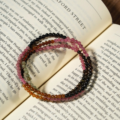 Vòng Tay Tourmaline Quấn 3 Vòng Size 3ly Hạt Thô Có Sớ Đá - Ngọc Trai Trường Thịnh