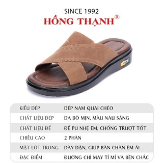 Dép Da Nam HỒNG THẠNH Dép Trung Niên Quai Da Bò Đế PU Nhẹ Êm Và Thoải Mái - 0440