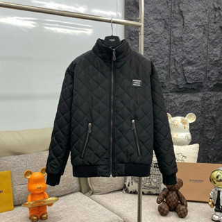  Áo khoác nam nữ BBR trần bông quả trám mặt trong dệt kẻ ô sọc màu ngực thêu mác da chữ hãng 