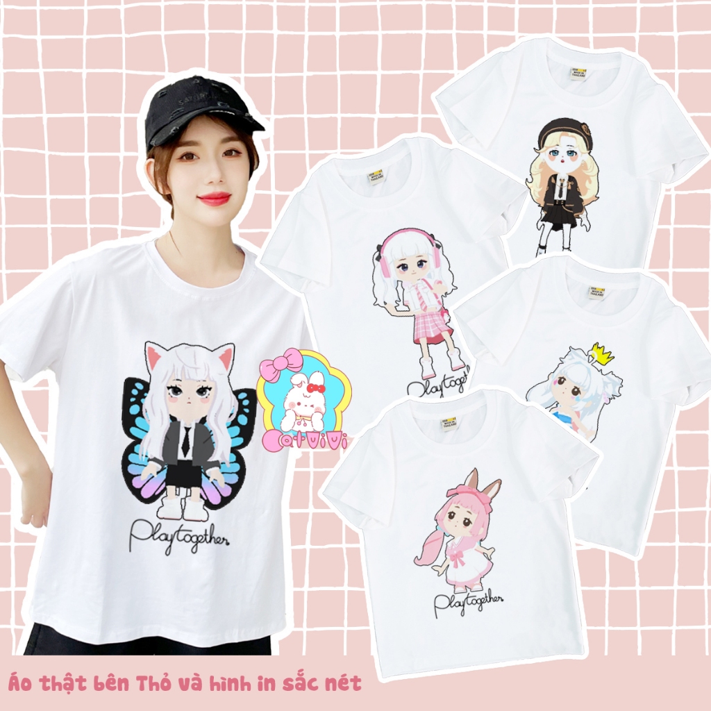 Áo thun play together - áo trắng in mẫu Mèo Bất Hảo, hình thiết kế in sắc nét, nhiều kích cỡ (MBH)