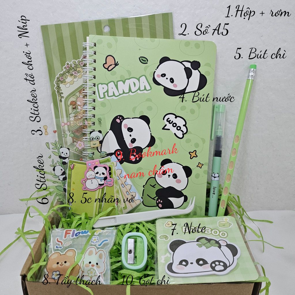 Set quà văn phòng phẩm, Gấu trúc Panda FUBAO đáng yêu dùng làm quà tặng sinh nhật bạn bè, dịp lễ phụ nữ, 20/10
