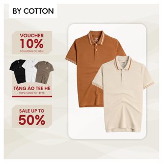 Áo Thun Polo Nam By Cotton Cao Cấp Chất Liệu Gân 2 Màu Cam Đất & Be Phối Bo