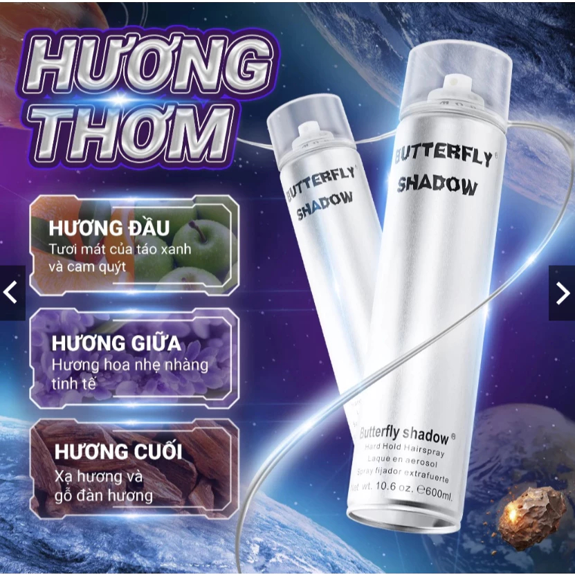 Gôm xịt tóc BUTTERFLY SHADOW 150ml 320ml 600m Chính hãng,keo xịt tóc hàng loại 1,gôm xịt tóc giữ nếp