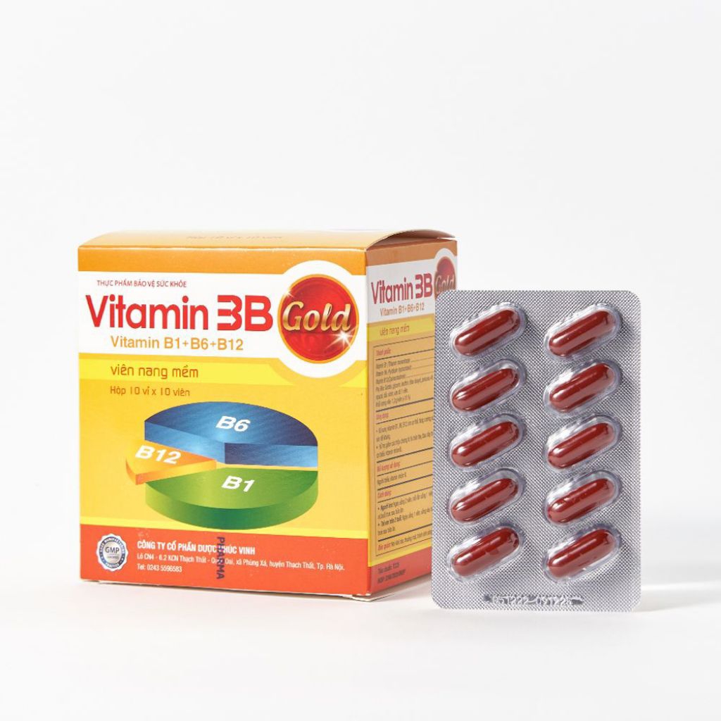 Vitamin 3B Gold Phúc Vinh bổ sung vitamin nhóm B cho cơ thể (hộp 100 viên)
