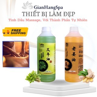Chai (1000ml) Tinh dầu gừng non massage cơ thể, với thành phần tự nhiên từ ngải cứu.